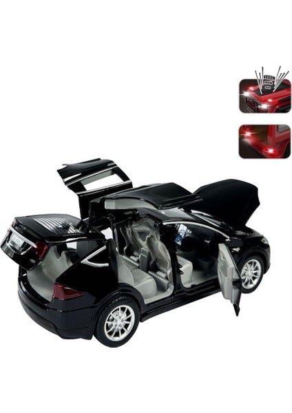 Kutulu Metal Çek Bırak 1:22 Sesli ve Işıklı Araba Tesla Model