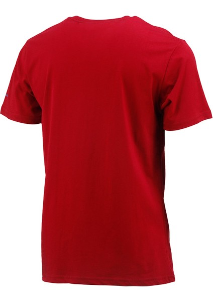 Erkek Bisiklet Yaka Standart Fit Göğüs Baskılı Bordo T-Shirt