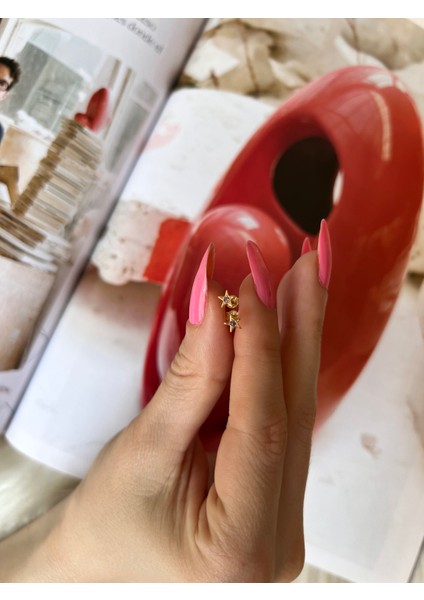 14 Ayar Altın Mor Taşlı Yıldız Çivi Küpe KRS-K33-14GEZ modelleri
