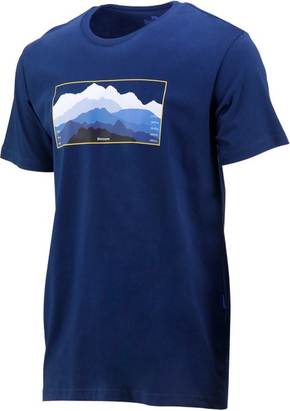 Erkek Bisiklet Yaka Standart Fit Göğüs Baskılı Indigo T-Shirt