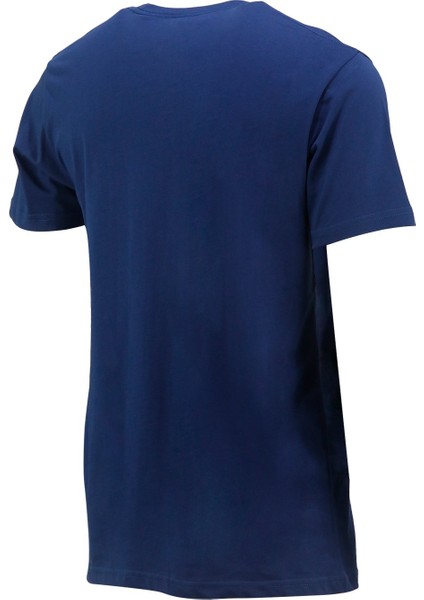 Erkek Bisiklet Yaka Standart Fit Göğüs Baskılı Indigo T-Shirt fırsatları