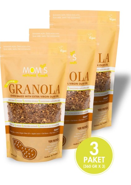 3'lü Yer Fıstıklı Granola 360 G