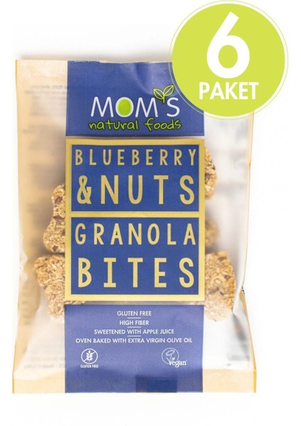 Mom's Natural Foods 6'lı  Glutensiz Yaban Mersini Granola Bıte