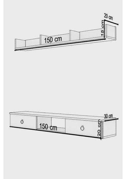 Duvara Monte Tv Ünitesi Raflı ve Kapaklı Tv Ünitesi