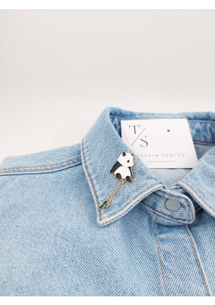 Rozet Metal Broş Yaka Okul Çantası Kıyafet Takı Aksesuar Sevimli Panda Bambu Zincirli Klipsli Rozet fiyatları