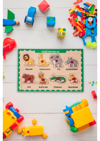 Vahşi Hayvanlar Eğitici Ahşap Puzzle