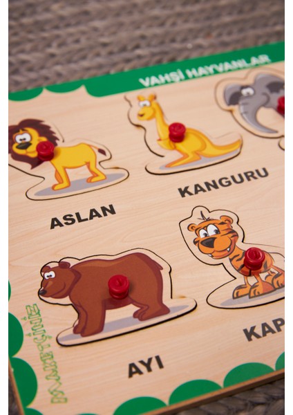 Vahşi Hayvanlar Eğitici Ahşap Puzzle