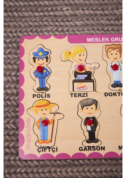 Meslekler Puzzle Eğitici Ahşap Tutmalı Yapboz
