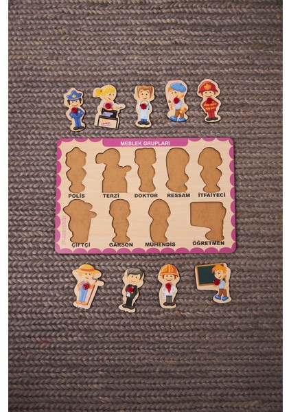 Meslekler Puzzle Eğitici Ahşap Tutmalı Yapboz