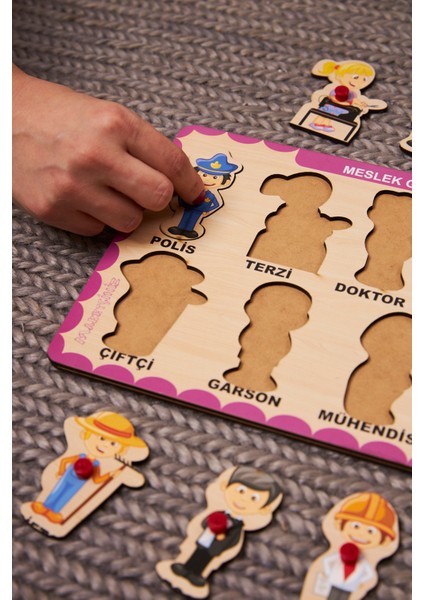 Meslekler Puzzle Eğitici Ahşap Tutmalı Yapboz