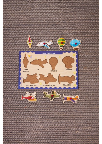 Hava Taşıtları Puzzle Eğitici Ahşap Tutmalı Yapboz fırsatları