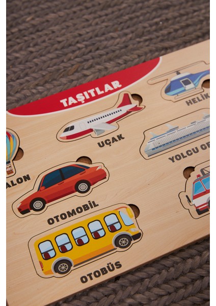 Taşıtlar Puzzle Eğitici Ahşap Bul Tak Yapboz