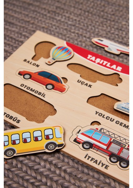 Taşıtlar Puzzle Eğitici Ahşap Bul Tak Yapboz