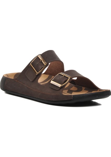 66.001 Kahve Çift Bantlı Erkek Terlik modelleri