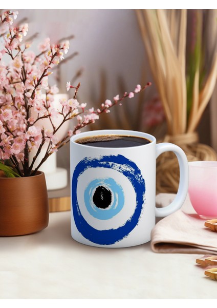Baskılı Kupa Bardak Seramik Mug - Fırça Nazar
