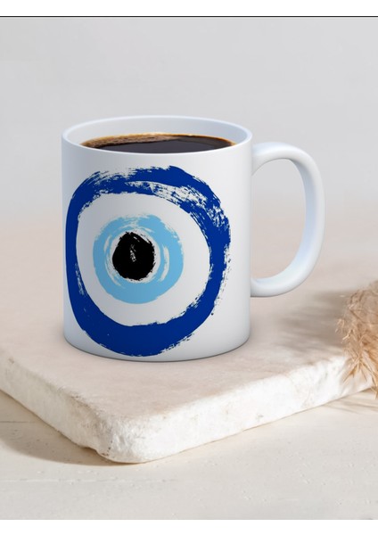 Baskılı Kupa Bardak Seramik Mug - Fırça Nazar