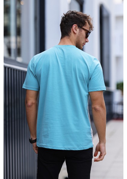 Erkek Iki Renk Nakışlı Regular Bisiklet Yaka %100 Pamuk T-Shirt