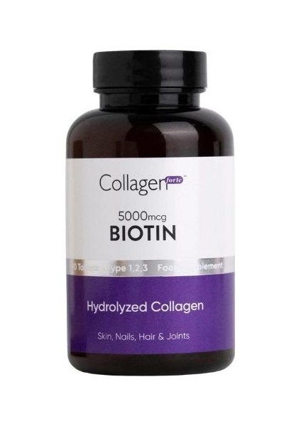 Biotin 5000MCG & Kolajen 1500MG x 90 Tablet, Saç Vitamini Güçlendirici Gıda Takviyesi