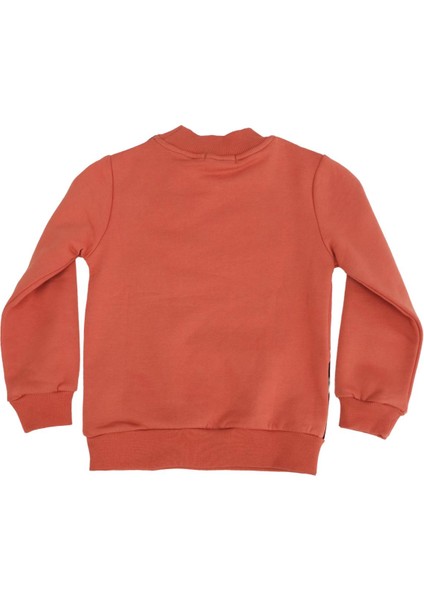 Siyah Baskı Parçalı Bisiklet Yaka Sweatshirt