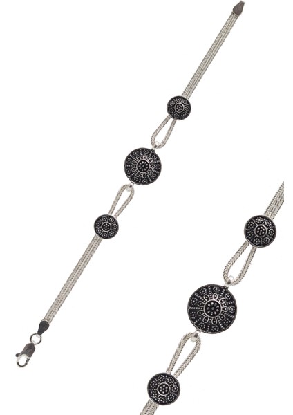 Yöresel Model Mardin Hasırı 925 Ayar Gümüş Bileklik 201023211