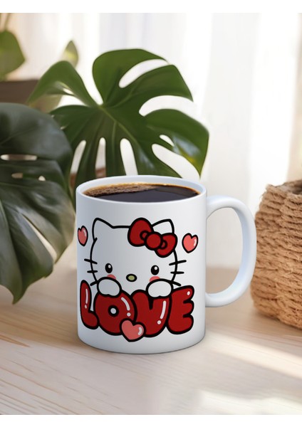 Baskılı Kupa Bardak Seramik Mug - Sevimli Love