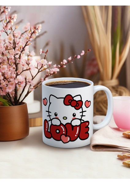 Baskılı Kupa Bardak Seramik Mug - Sevimli Love