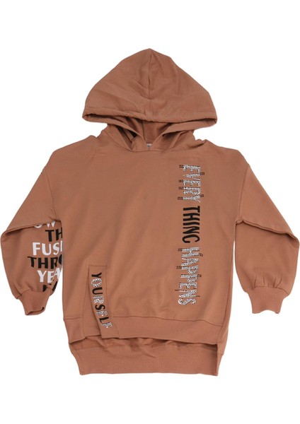 Taş Baskılı Kapüşonlu Sweatshirt