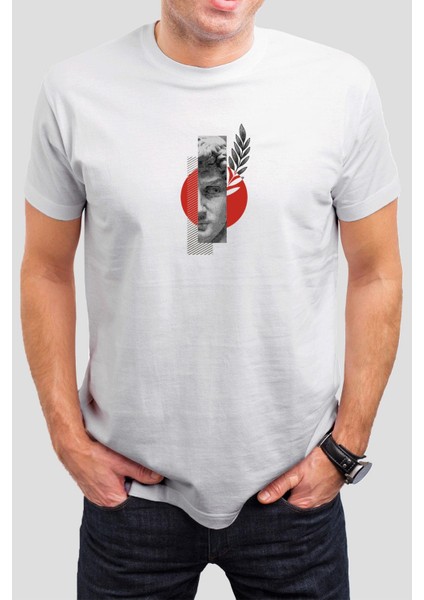 Heykel Sanat Baskılı Beyaz Unisex Tişört C624