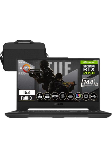 Tuf Gaming A15 Amd R5-7535HS 32GB Ddr5 Ram 1tb SSD RTX2050-144Hz 15.6" Freedos + Cimete Çanta