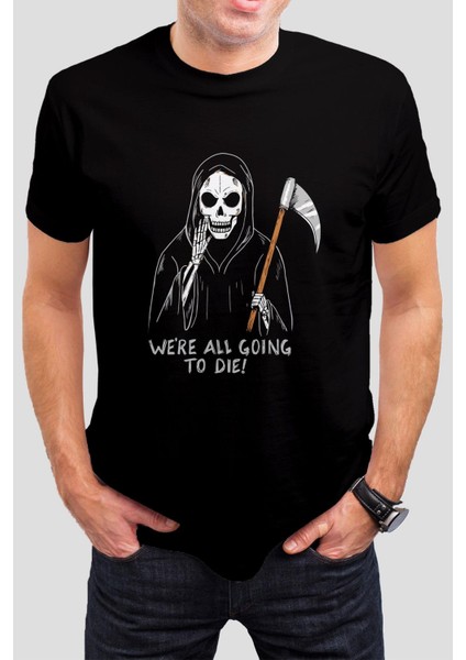 Azrail Kurukafa Baskılı Siyah Unisex Tişört C628