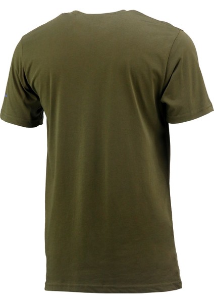 Erkek Bisiklet Yaka Standart Fit Göğüs Baskılı Haki T-Shirt