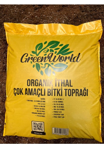 Aymen Çiçekçilik Green World 40 Litre Ithal Çok Amaçlı Bitki Toprağı Torf Cocopeat Pro Mix - Kokopit Özel Karışım Saksı Harcı