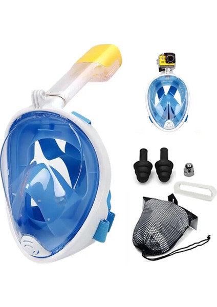Şnorkel Dalış Maskesi Tam Yüz Buğu Engelleyici Fullface Yüzücü Maskesi Su Altı Keşifi