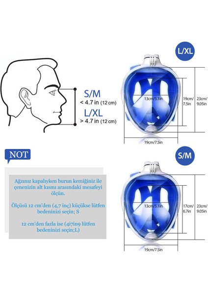 Şnorkel Dalış Maskesi Tam Yüz Buğu Engelleyici Fullface Yüzücü Maskesi Su Altı Keşifi fiyatları