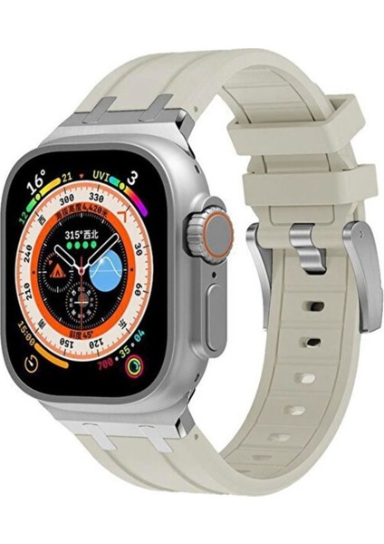 Apple Watch Uyumlu 42 44 45 49MM Lüks Rubber Silikon Kordon
