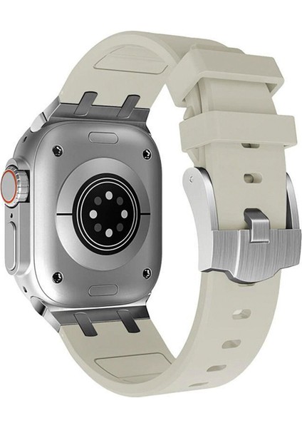 Apple Watch Uyumlu 42 44 45 49MM Lüks Rubber Silikon Kordon