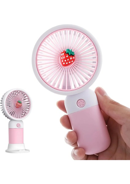 Cep Telefon Tutucu Mini Fan Masaüstü Taşınabilir Çilek Görünümlü El Fanı