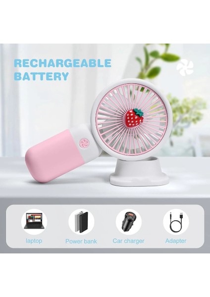 Cep Telefon Tutucu Mini Fan Masaüstü Taşınabilir Çilek Görünümlü El Fanı