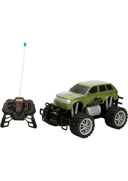 1:18 Uzaktan Kumandalı Jumbo Wheels USB Şarjlı Araba 26 cm - Yeşil Jeep