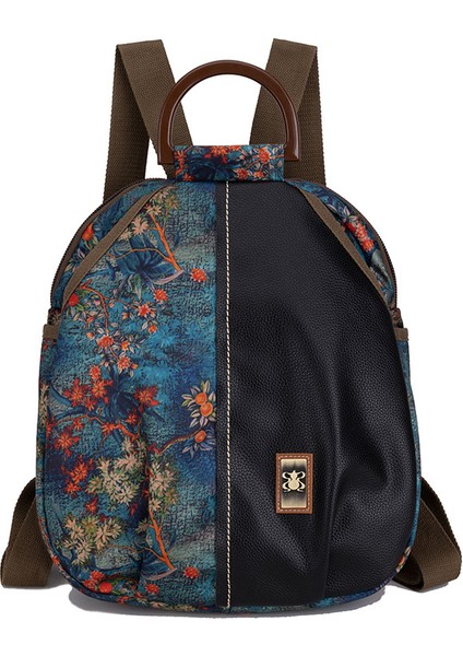 Çin Tarzı Baskılı Sırt Çantası Kadın Moda Büyük Kapasiteli Seyahat Çantası Çok Yönlü Omuz Çantası (Yurt Dışından)