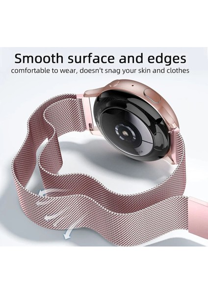 Samsung Galaxy Watch 4/5/5 Pro/6 Tam Uyumlu Metal Hasır Kordon Kavisli Tasarım Kayış