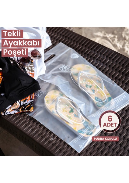 Tekli Paketlemeye Uygun Pudra Kokulu Ayakkabı Taşıma ve Saklama Poşeti-6'lı