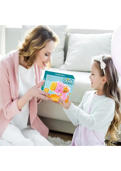 Oyuncak Duck Çok Delikli Pilli Köpük Atan Tabanca Oyuncağı 23 Delikli Bubble Gun