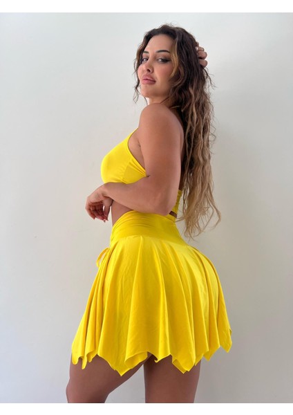 Sarı Mikro Kumaş Etek Büstiyer Ikili Takım fiyatları
