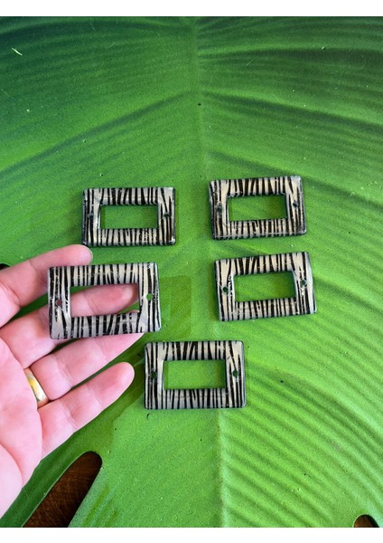 5x3 cm 5 Adet Deenli Delikli Kemik Kolye Takı Yapım Boncuğu