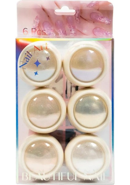 Tırnak Glitter Ayna Tozu, Krom Glitter, Manikür Tırnak Tozu 6'lı Set 3