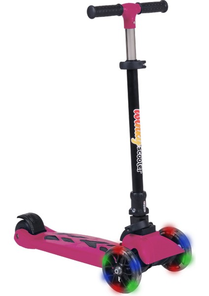 Winky Scooter Pembe LED Işıklı Teker Katlanabilir 5+Yaş Max 90 kg