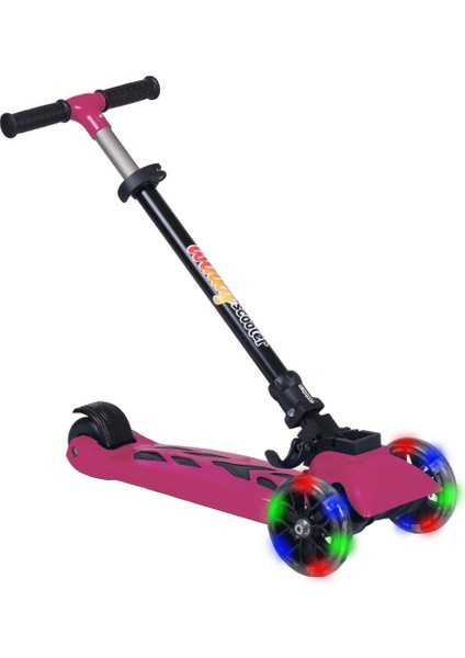 Winky Scooter Pembe LED Işıklı Teker Katlanabilir 5+Yaş Max 90 kg