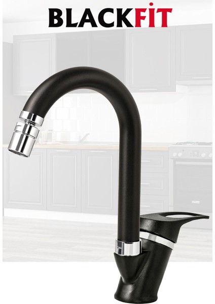 Siyah Mix Lavabo Bataryası Filtreli Oynar Başlıklı Banyo Musluğu Banyo Çeşmesi Çift Su Girişli