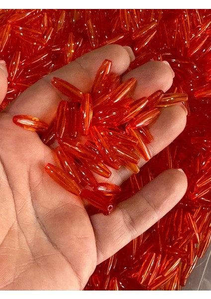 2 cm 50 Adet Turuncu Delikli Boru Takı Boncuğu